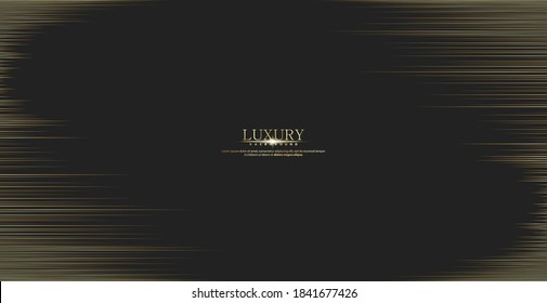 Black abstract premium background with golden lines. Modern luxury concept.  Vector illustration