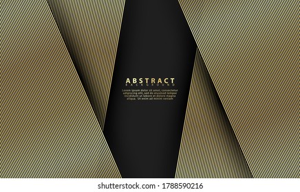 Black abstract premium geometric background with golden lines. Modern luxury concept.  Vector illustration