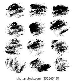 Black abstract print strokes set isolated on a white background