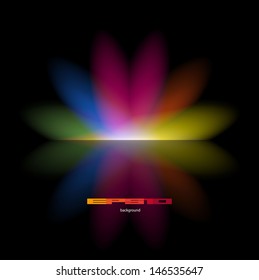 Black abstract rainbow background with reflection vector