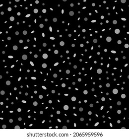 Black Abstract Random Circle. Seamless Fashion Ellipse. Gray Retro Circle Background. Carnaval Night Dot Concept. Vector Snow Oval Dot. Gray Modern Snow Circle. Pattern Cute Circle. Small Birthday Dot