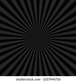 Black Abstract Ray Burst Background - Comic Vector Graphic With Radial Stripe Pattern