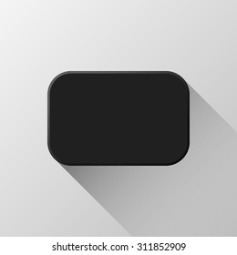 Black abstract rectangle badge, blank button template flat designed shadow and light background for web user interfaces, UI, applications and apps. Vector illustration.