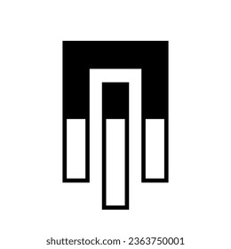 Black Abstract Rectangle Shaped Letter M Icon on a White Background