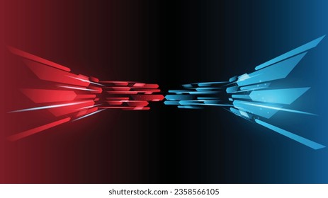 Black abstract red blue technology speed racing geometric background elegant futuristic glossy red and blue light with grid line.Modern shape concept.	
