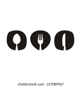 Black abstract restaurant menu design with cutlery isolated