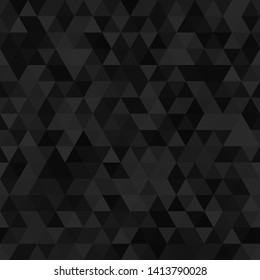 Black abstract retro pattern of geometric shapes. Mosaic of triangles. Seamless background. Vector illustration.