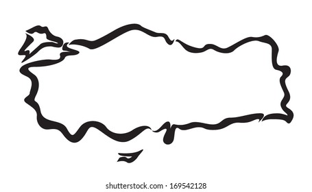 black abstract ribbon of Turkey map