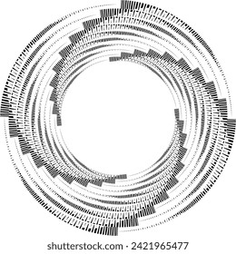 Black abstract rotated lines.vortex form. Geometric art. Design element. Digital image with a psychedelic stripes.Design element for prints, web, template