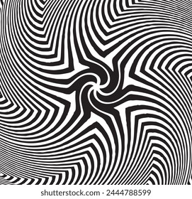 Black abstract rotated lines.vortex form. Geometric art. Design element. Digital image with a psychedelic stripes.Design element for prints, web, template