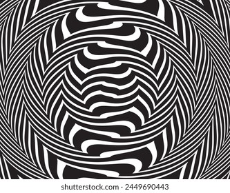 Black abstract rotated lines.vortex form. Geometric art. Design element. Digital image with a psychedelic stripes.Design element for prints, web, template