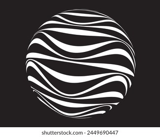 Black abstract rotated lines.vortex form. Geometric art. Design element. Digital image with a psychedelic stripes.Design element for prints, web, template