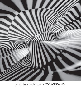  Black abstract rotated lines.vortex form. Geometric art. Design element. Digital image with a psychedelic stripes.Design element for prints, web, template