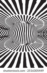  Black abstract rotated lines.vortex form. Geometric art. Design element. Digital image with a psychedelic stripes.Design element for prints, web, template