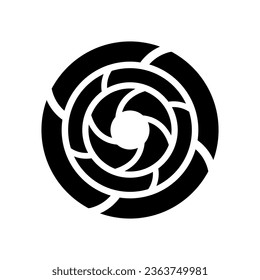 Black Abstract Round Whirlpool Icon on a White Background
