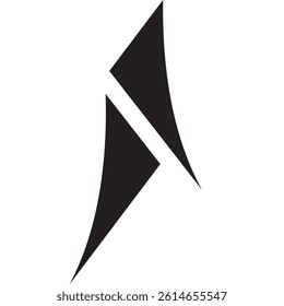A black, abstract, sailboat sail vector logo
