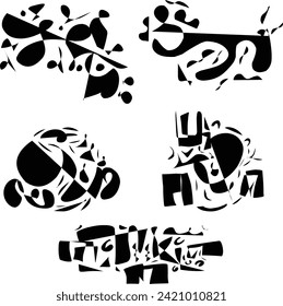 black abstract scribble line illustration bundles