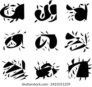 black abstract scribble line illustration bundles