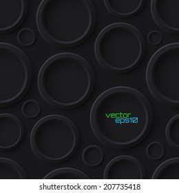 Black abstract seamless pattern with circles. Vector illustration