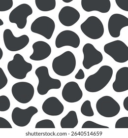 Black abstract seamless pattern. Monochrome background with irregular black organic shapes on white. Trendy minimalist design for wrapping, fabric or interior. Vector 10 EPS.