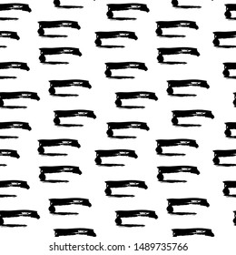 Black abstract seamless pattern on white background. Vector illustration with geometric shapes.