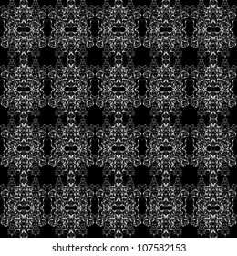 black abstract seamless texture with curling branches. Vector illustration