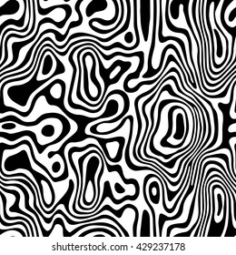 Black abstract seamless vector pattern of ripples on isolated white background.