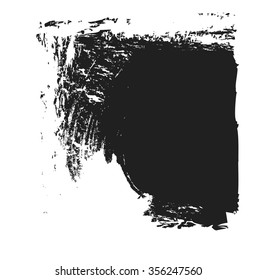 black abstract shape ink splash background, vector grunge paint brush