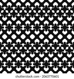 Black abstract shapes. Decorative repeating pattern. Vector simple and seamless ornament.