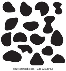 Black abstract shapes, organic blobs and blotch of irregular shape. Blob shapes vector set. Organic abstract simple fluid elements. isolated on white background. vector illustration