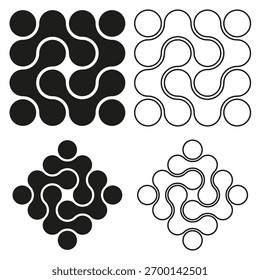 Black abstract shapes. Rounded line pattern. Organic geometric design. Vector stylish elements.