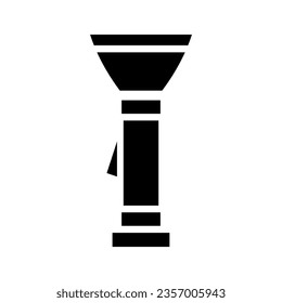 Black Abstract Simplified Flashlight Icon on a White Background