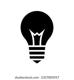 Black Abstract Simplified Light Bulb Icon on a White Background