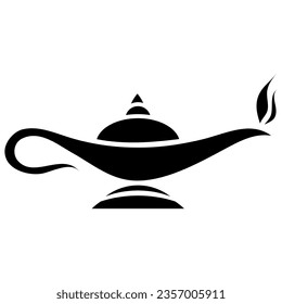 Black Abstract Simplified Magic Lamp Icon on a White Background