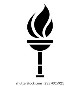 Black Abstract Simplified Torch Icon on a White Background