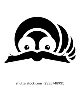 Black Abstract Simplistic Book Worm Icon on a White Background