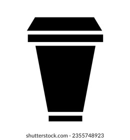 Black Abstract Simplistic Cardboard Coffee Cup Icon on a White Background