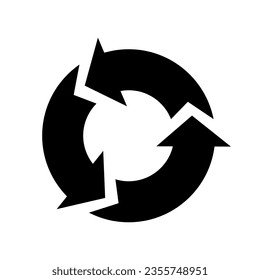 Black Abstract Simplistic Circle Recycling Icon on a White Background