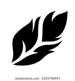 Black Abstract Simplistic Feather Icon on a White Background
