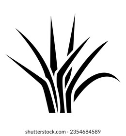 Black Abstract Simplistic Grass Icon on a White Background