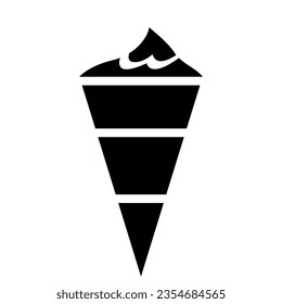 Black Abstract Simplistic Ice Cream Cone Icon on a White Background