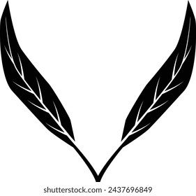 Black Abstract Simplistic Leaves Icon on a White Background
