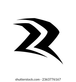 Black Abstract Simplistic Letter R Icon on a White Background