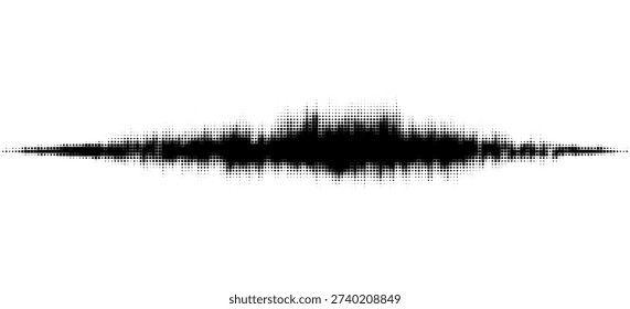 Black abstract sound wave element. Dotted music equalizer shape design. Audio radio signal visualization concept. Digital voice assistant line pattern. Song track sample player. Vector
