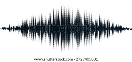 Black abstract sound wave element. Dotted music equalizer shape design. Audio radio signal visualization concept. Digital voice assistant line pattern. Song track sample player. Vector