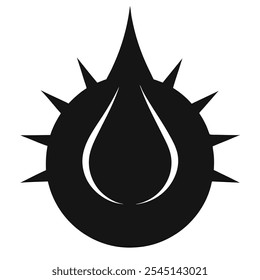 black abstract spiky water drop icon with circle