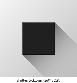 Black abstract square badge, blank button template flat designed shadow and light background for web user interfaces, UI, applications and apps. Vector illustration.