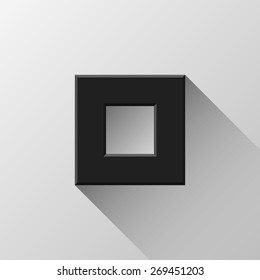 Black abstract square badge, blank button template flat designed shadow and light background for web user interfaces, UI, applications and apps. Vector illustration.