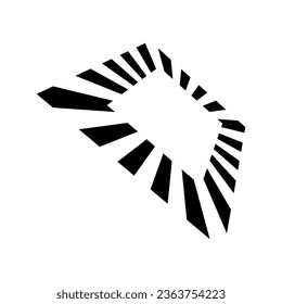 Black Abstract Square Frame Icon in Perspective on a White Background