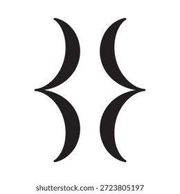 Símbolo abstracto negro con dos Formas curvas que se asemejan a lunas crecientes